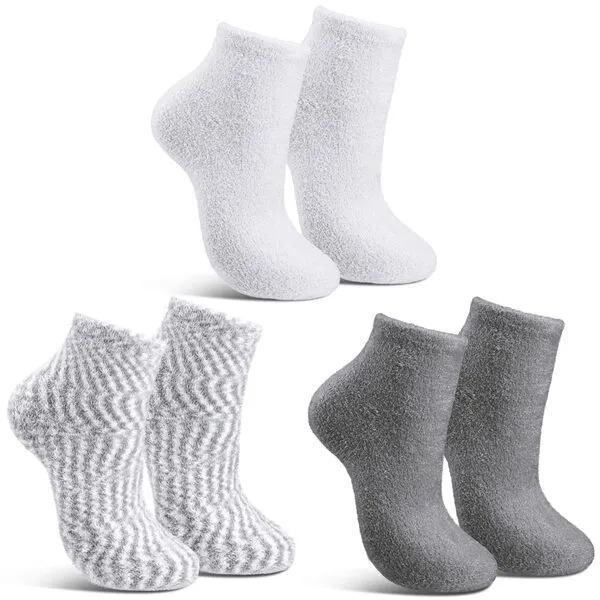 Tarpop 3 Pairs Aloe Socks Moisturizing Spa Socks for Dry Cracked Feet Infused Socks Gel Sleeping Fuzzy Socks Lotion Socks Aloe Vera Gel Socks for Women Men Repairing Softening Dry Feet Skins (Gray)